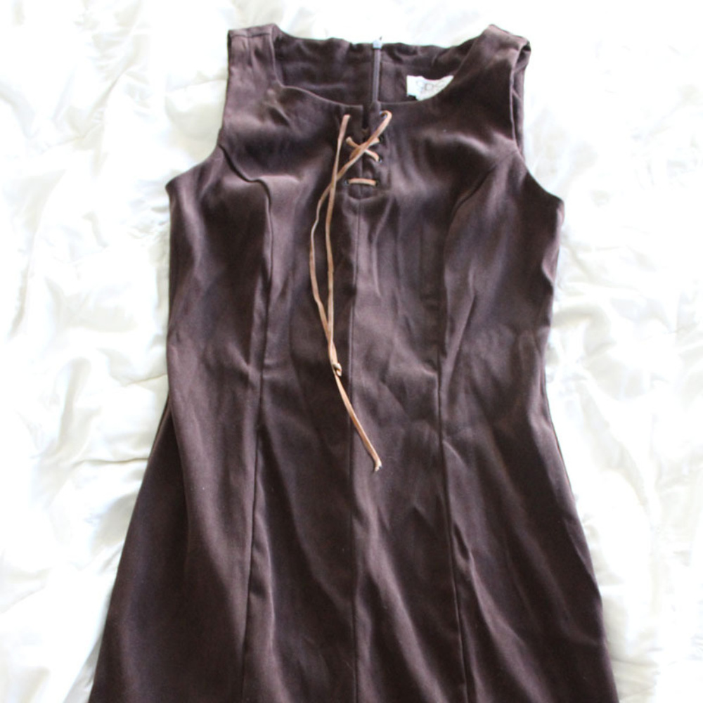 Brown Faux Suede Minidress